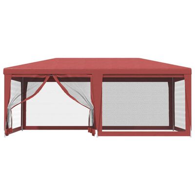 vidaXL Party Tent with 6 Mesh Sidewalls Red 19.7'x13.1' HDPE