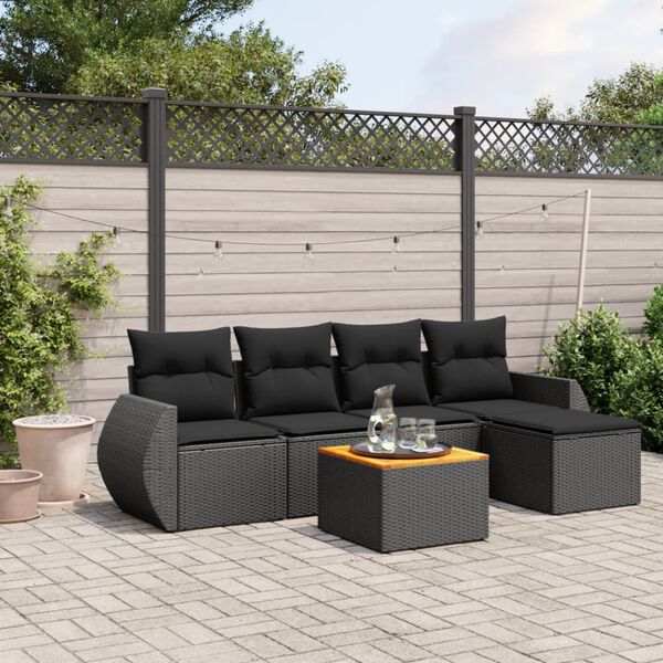 vidaXL Garden Sofa Set Black