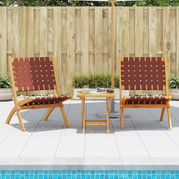 vidaXL Folding Garden Chair Set of 2 Red and Brown