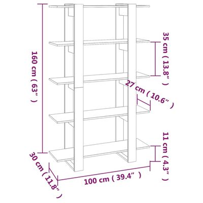 vidaXL Book Cabinet/Room Divider Gray Sonoma 39.4"x11.8"x63"