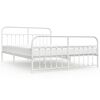 vidaXL Bed Frame White Powder-coated steel 70.9x78.7 in Super King