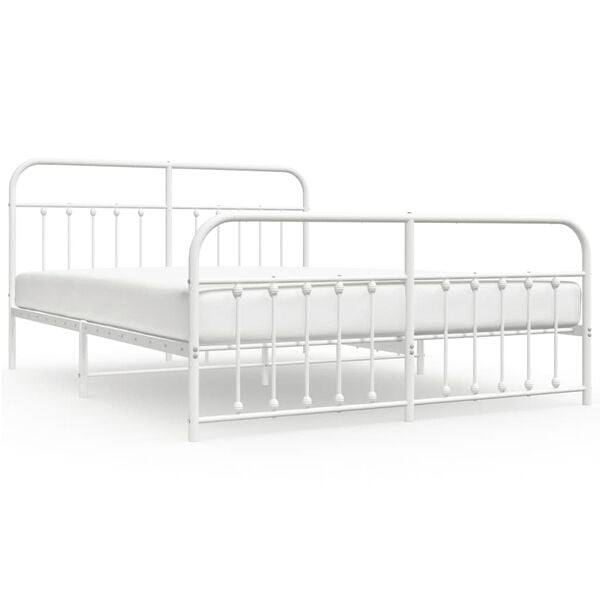 vidaXL Bed Frame White Powder-coated steel 70.9x78.7 in Super King