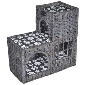vidaXL Cat House Grey Willow, Polyester Medium Lightweight Cat Tree