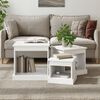 vidaXL Coffee Table Set of 3 White Engineered wood Small to Large Set
