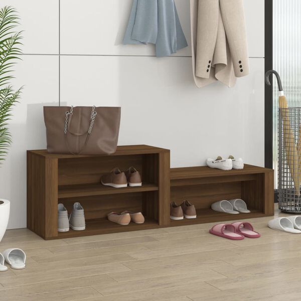 vidaXL Shoe Cabinet Brown Oak Engineered Wood Medium Shoe Cabinet