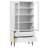 vidaXL Display Cabinet White Solid pine wood, engineered wood, tough glass
