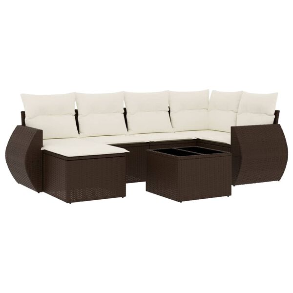 vidaXL Garden Sofa Set Brown PE rattan 7 Piece Set Modular