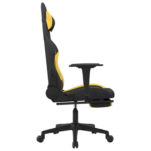 vidaXL Gaming Chair Black and Yellow Polyester Standard Gaming Chair