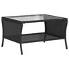 vidaXL Patio Sofa 2-Seater with Cushions&Table Black Poly Rattan