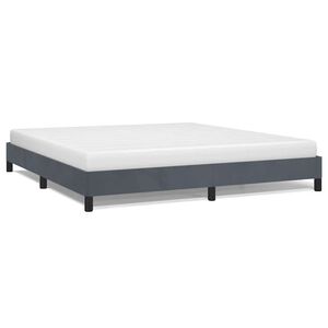 vidaXL Bed Frame Dark Gray Velvet (100% polyester), plywood, engineered wood