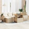 vidaXL Garden Sofa Set Beige PE rattan 7 Piece Adjustable Armrests