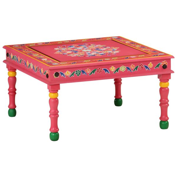 vidaXL Coffee Table Pink Solid mango wood Medium Decorative Inlays