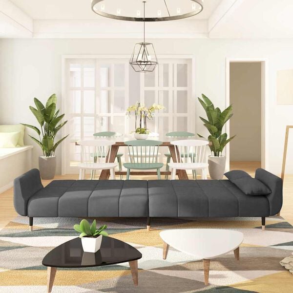 vidaXL Sofa Bed Dark Grey Velvet (100% polyester), wood, metal, foam