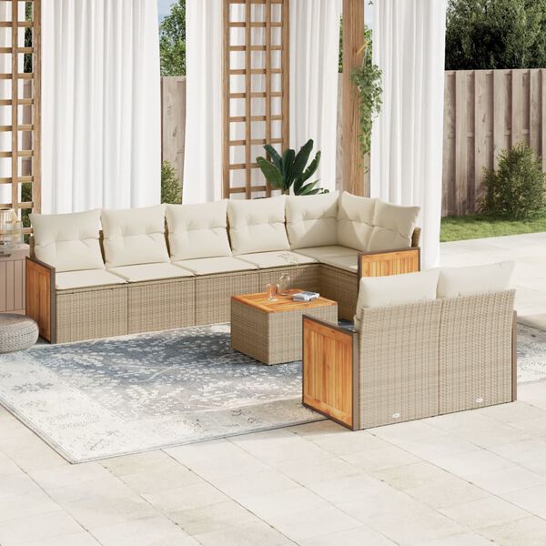 vidaXL Garden Sofa Set Beige PE Rattan Large Modular Garden Sofa Set