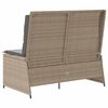 vidaXL Reclining Patio Bench Beige and Light Grey PE Rattan Standard