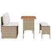 vidaXL 3 Piece Garden Dining Set with Cushions Beige Poly Rattan