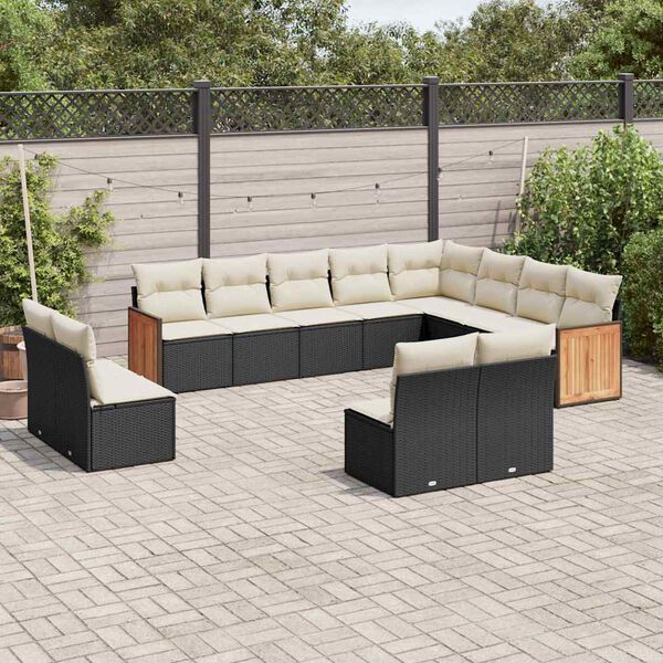 vidaXL Garden Sofa Set Black, Cream white