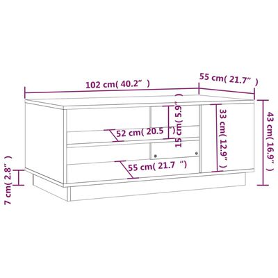 vidaXL Coffee Table Brown Oak 40.2"x21.7"x16.9" Engineered Wood