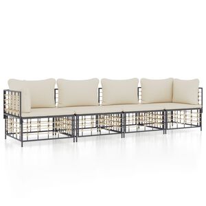 vidaXL Garden Lounge Set Charcoal Poly Rattan Medium Modular
