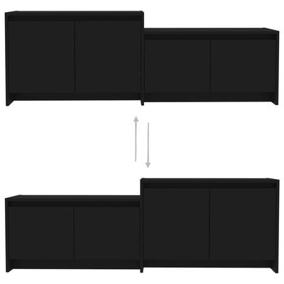 vidaXL TV Cabinet Black 57.7"x13.8"x19.7" Engineered Wood