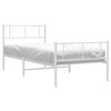 vidaXL Metal Bed Frame White Steel Twin Twin Bed Frame Rectangular