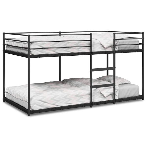 vidaXL Bunk Bed Black Steel, Mesh Fabric 39.4 x 78.7 in Bunk Bed