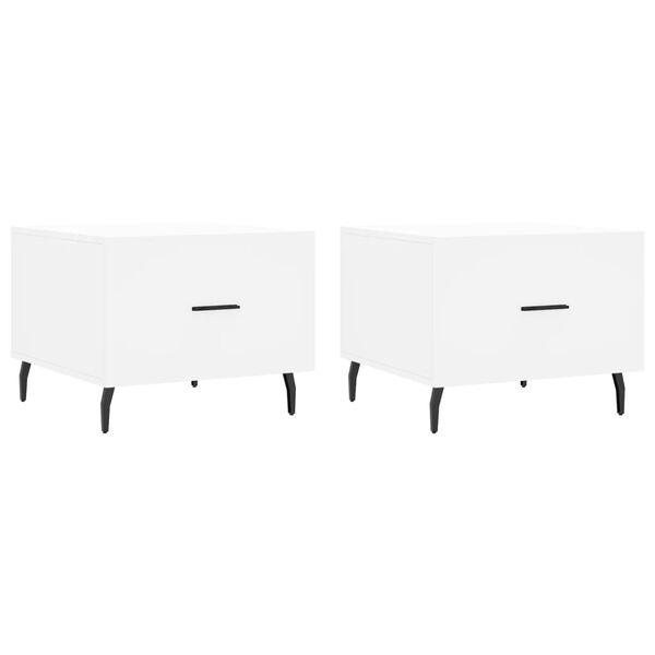 vidaXL Coffee Table Set of 2 White Engineered wood, Iron Small