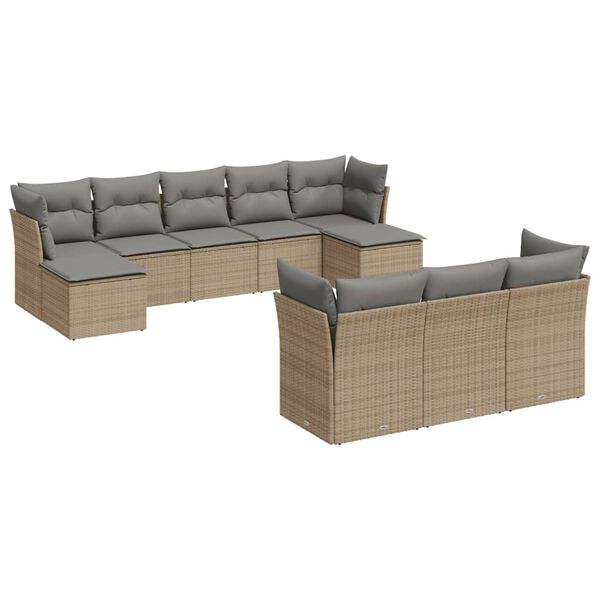 vidaXL Garden Sofa Set Beige PE rattan Large Garden Sofa Set