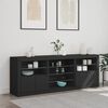 vidaXL Sideboard Black Engineered wood, Glass Standard