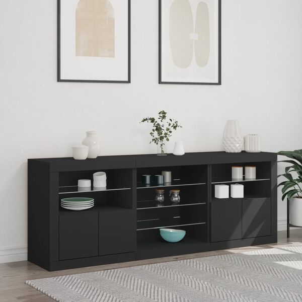 vidaXL Sideboard Black Engineered wood, Glass Standard