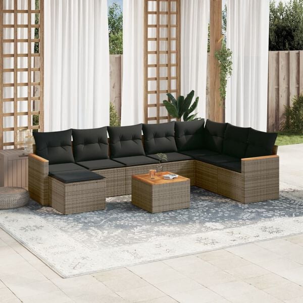 vidaXL Garden Sofa Set Grey PE rattan Medium Modular Garden Sofa Set