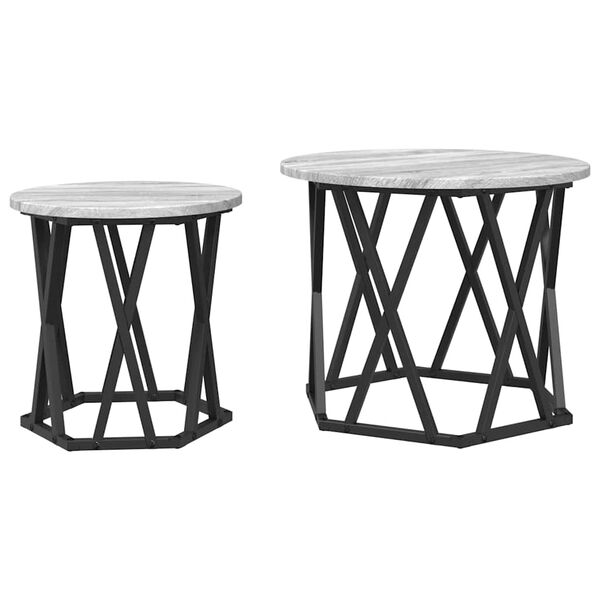 vidaXL Side Table 2 pcs Grey sonoma 19.7" x 19.7" x 15.7
