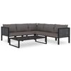 vidaXL Corner Sofa Anthracite Poly rattan, aluminum, fabric (100% polyester)