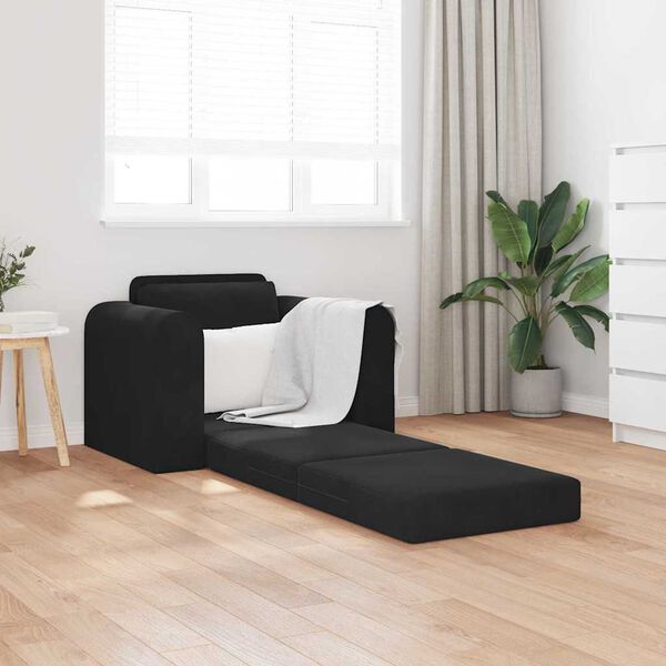vidaXL Sofa Bed Black 38.58 x 27.95 x 32.68 in Velvet