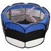 vidaXL Dog Playpen Blue and cream Polyester, steel 35.4 x 35.4 x 22.8 in