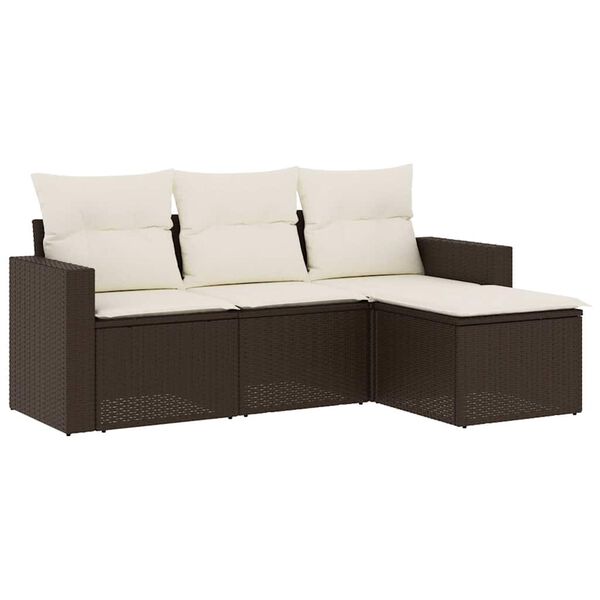 vidaXL Garden Sofa Set Brown, Cream White