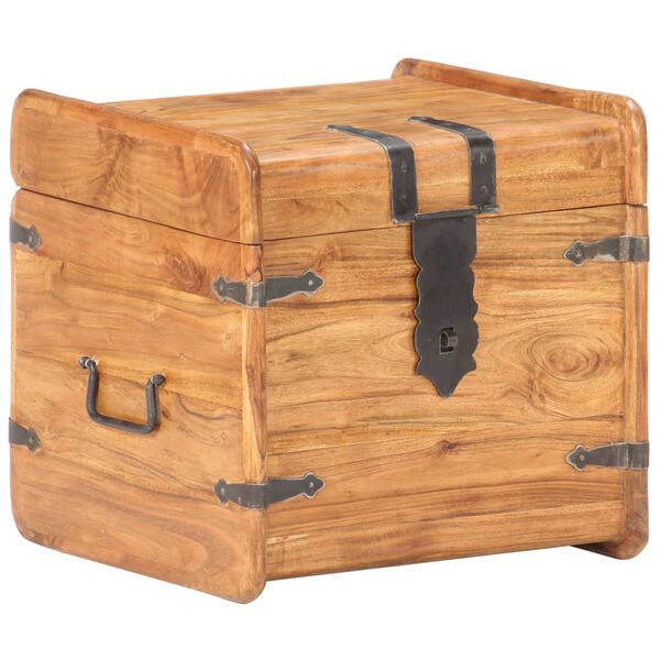 vidaXL Chest Natural Acacia Solid Acacia Wood 15.7 in Chest Square