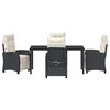 vidaXL Garden Dining Set with Cushion 5 pcs Black Poly Rattan