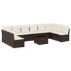 vidaXL Garden Sofa Set Brown with Cream White Cushions
