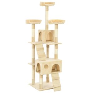 vidaXL Cat Tree Beige Particle Board 67 in Cat Tree Rectangular