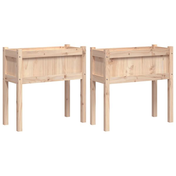 vidaXL Garden Planter Set of 2 Natural wood color