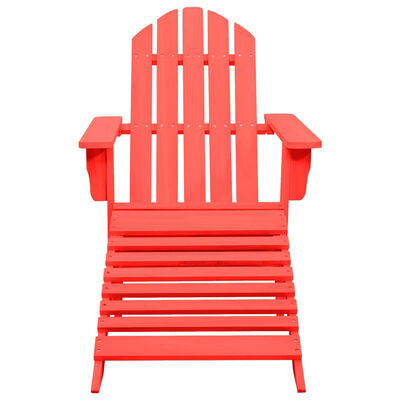 vidaXL Patio Adirondack Chair with Ottoman Solid Fir Wood Red
