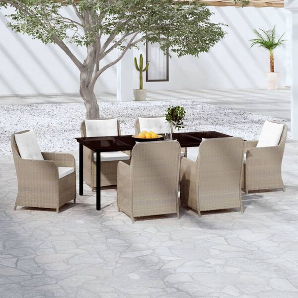 vidaXL Garden Dining Set Brown & Cream White