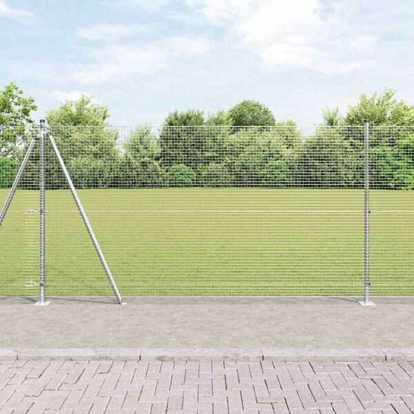 vidaXL Fence Post Silver 82.02 x 3.94 ft (0.75 x 0.75 in mesh) Steel
