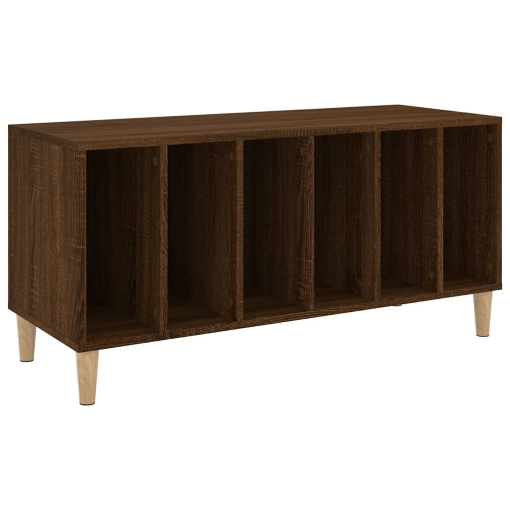 vidaXL Record Cabinet Brown Oak Engineered Wood, Solid Eucalyptus