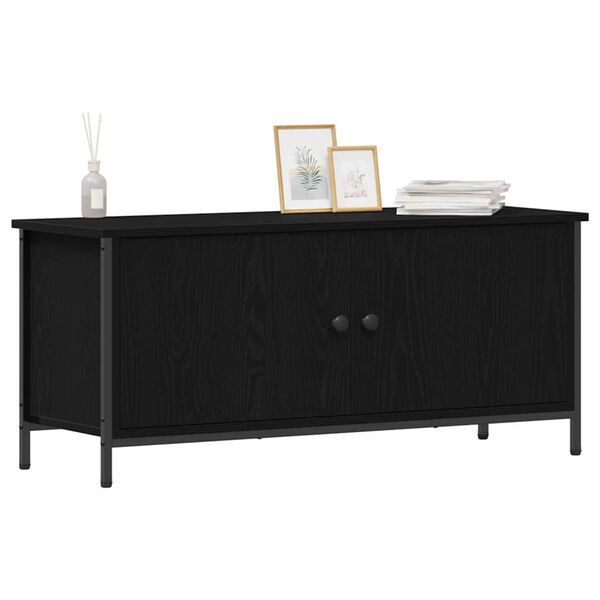 vidaXL TV Cabinet Black Oak 39.37 x 13.78 x 17.72 in Engineered Wood