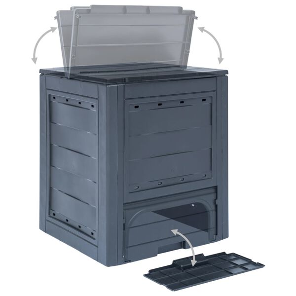 vidaXL Garden Composter Gray Plastic 23.6 x 23.6 x 28.7 in