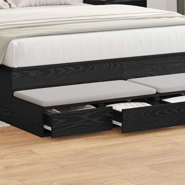 vidaXL Bed Drawers Black Oak 59.06 x 14.37 x 6.50 in Engineered Wood