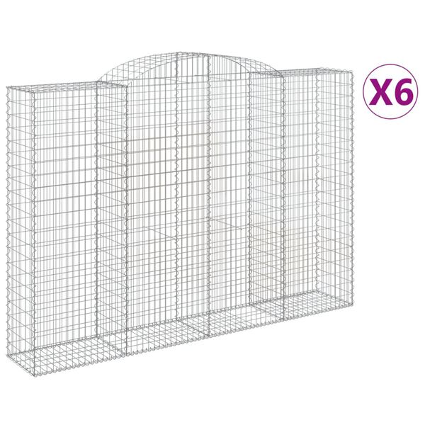 vidaXL Gabion Basket Set of 6 Silver Galvanized Iron Large