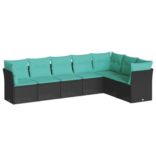 vidaXL Garden Sofa Set Black, Blue